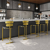 Set of four modern black PU leather counter stools with backrest for kitchen or breakfast bar main product image